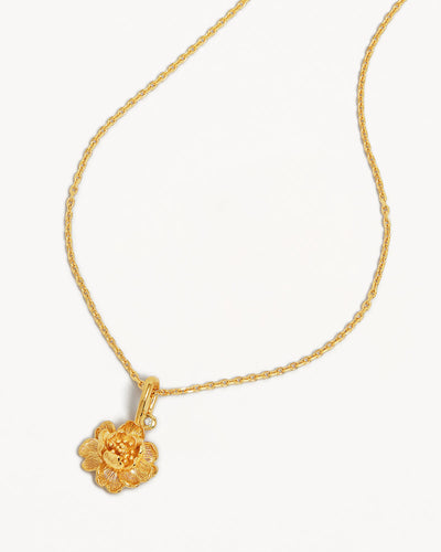 By Charlotte Birth Flower Necklace Peony - November, Gold