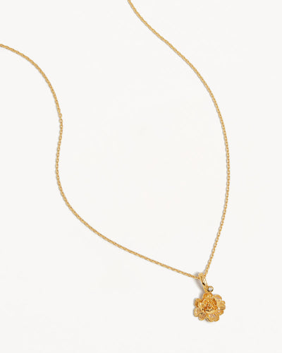 By Charlotte Birth Flower Necklace Peony - November, Gold