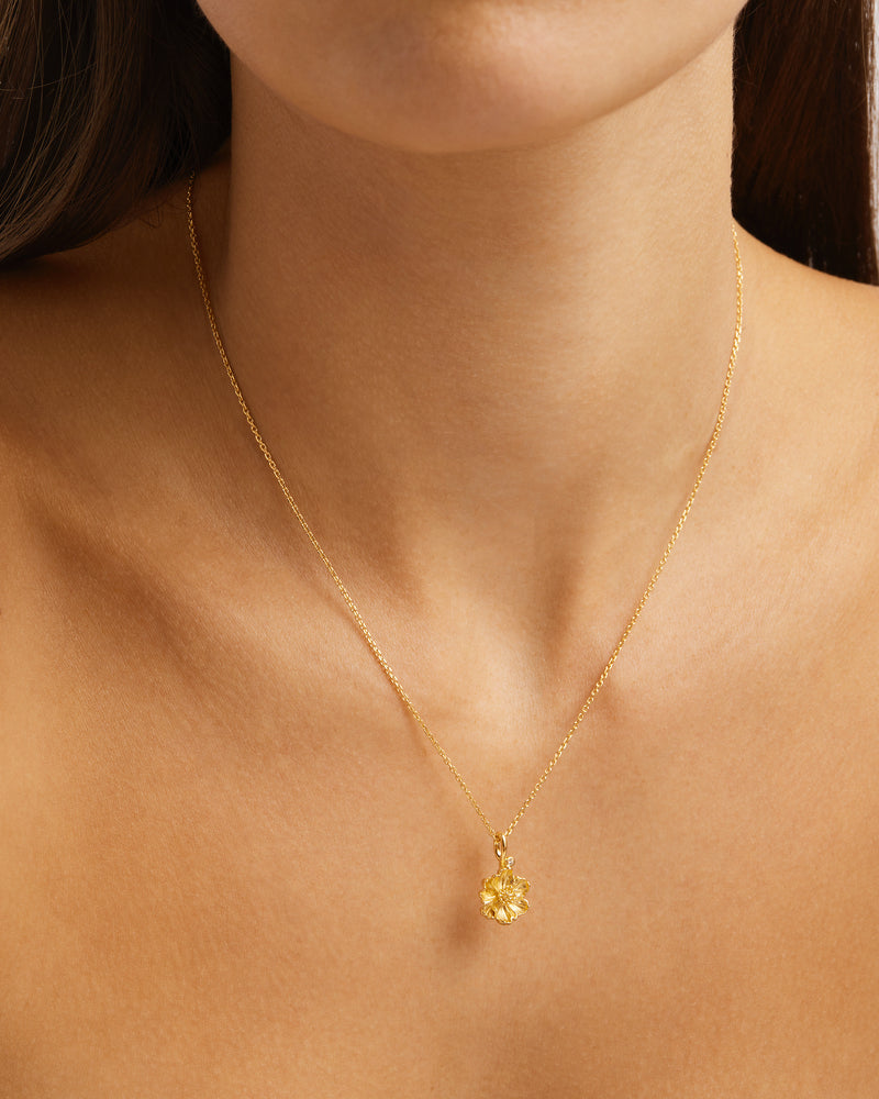 By Charlotte Birth Flower Necklace Poppy - August, Gold