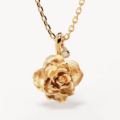 By Charlotte Birth Flower Necklace Rose - June, Gold