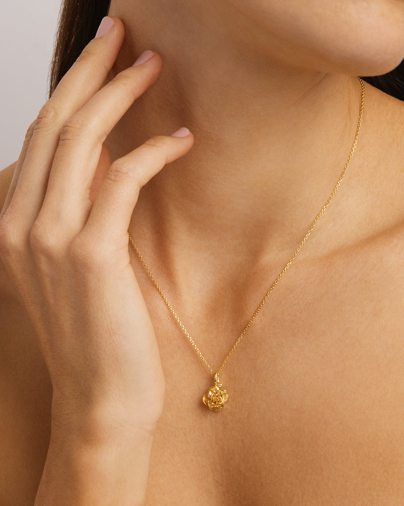 By Charlotte Birth Flower Necklace Rose - June, Gold