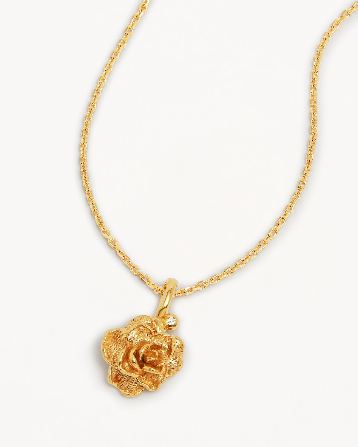 By Charlotte Birth Flower Necklace Rose - June, Gold