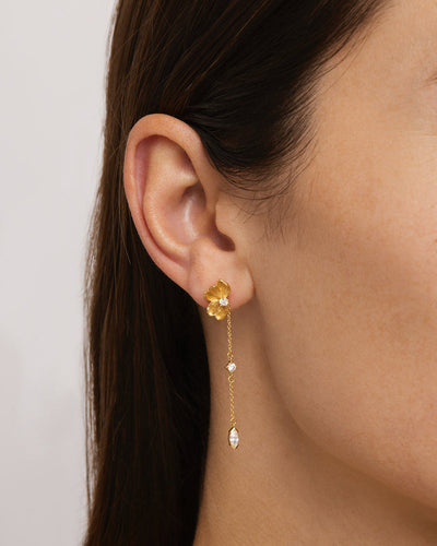 By Charlotte Serene Lotus Chain Earrings, Gold