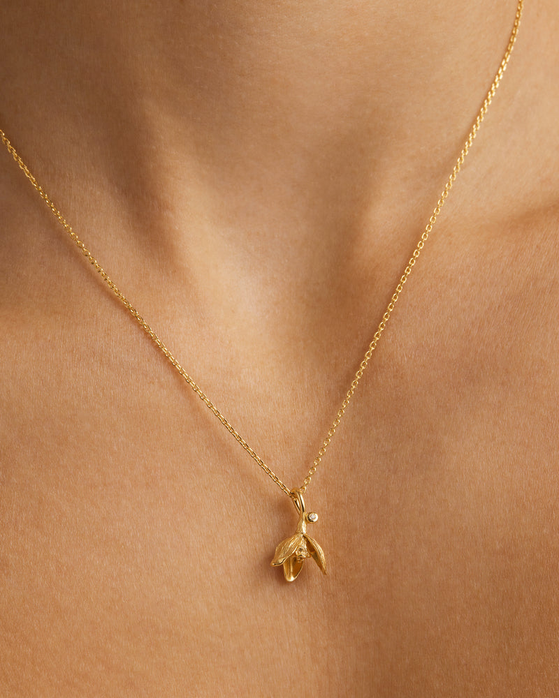 By Charlotte Birth Flower Necklace Snowdrop - January, Gold