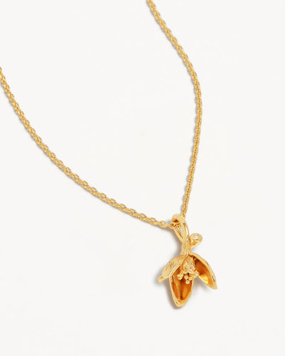 By Charlotte Birth Flower Necklace Snowdrop - January, Gold