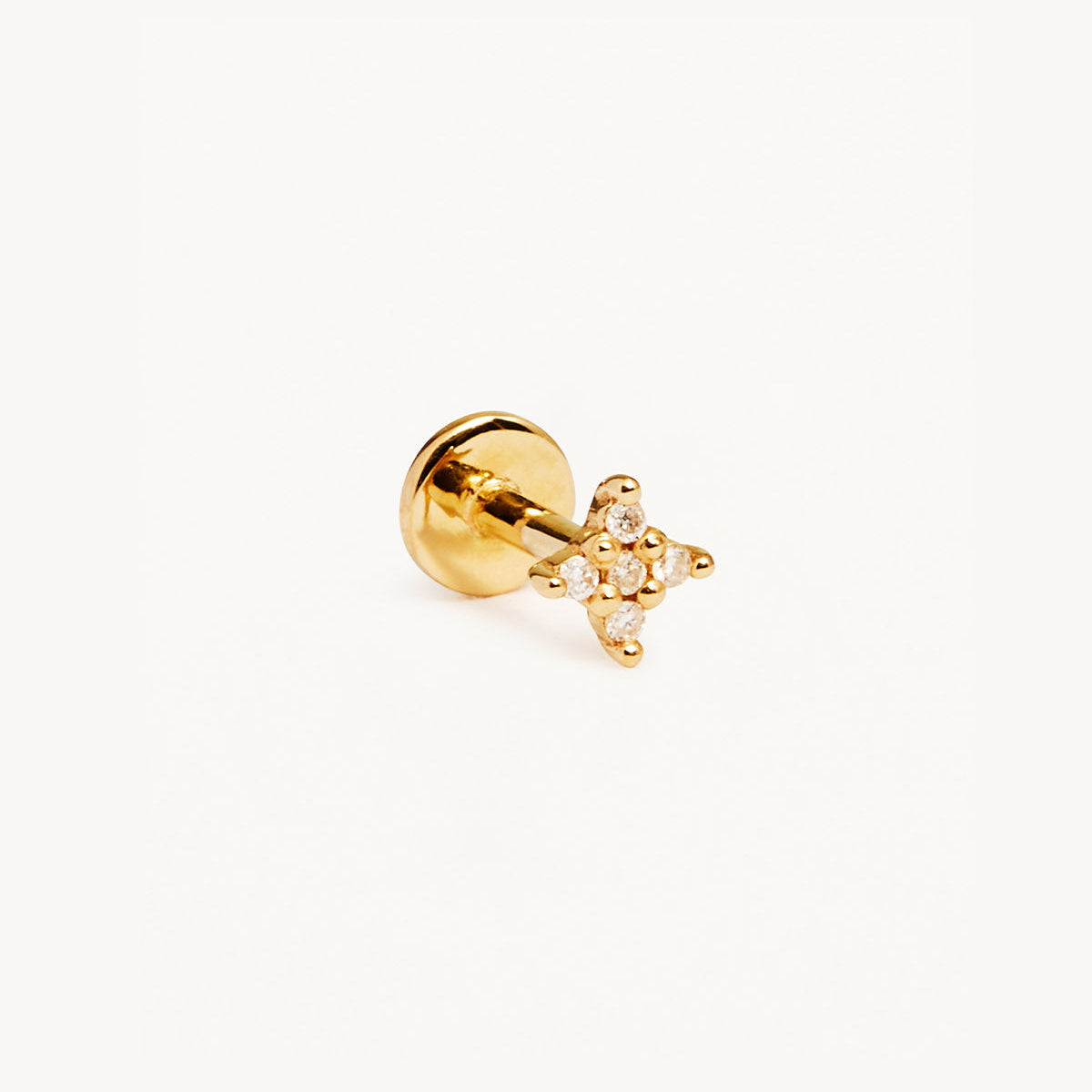 By Charlotte 14k Gold Diamond Sacred Cartilage Single Flatback Earring