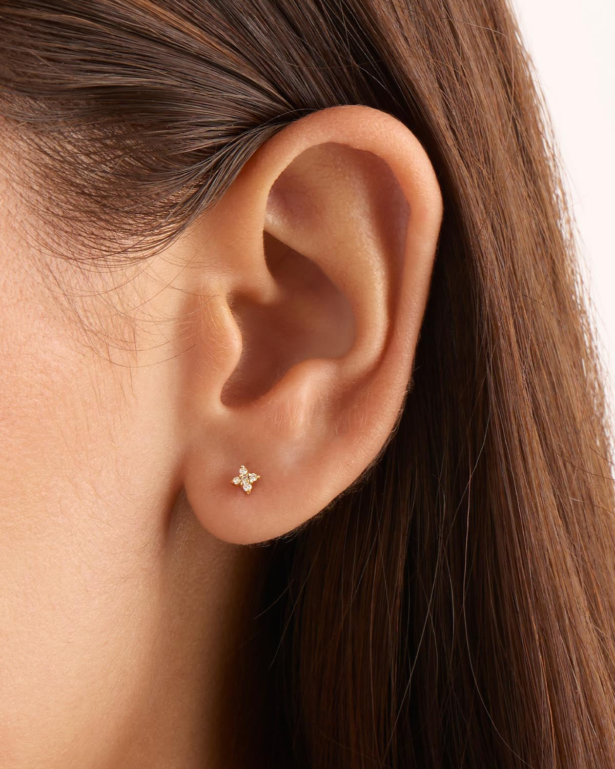 By Charlotte 14k Gold Diamond Sacred Cartilage Single Flatback Earring