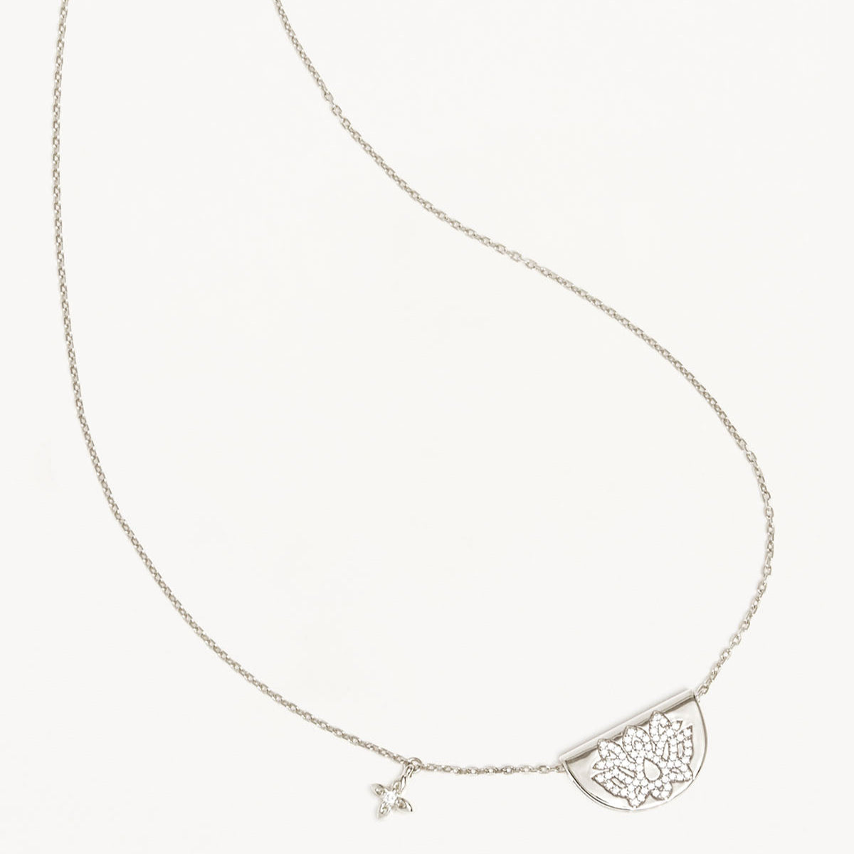 By Charlotte Live in Light Lotus Necklace, Silver