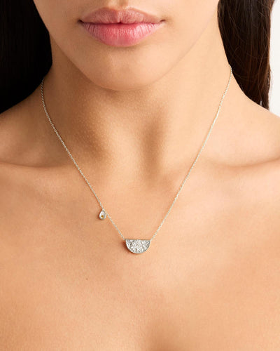 By Charlotte Lotus Birthstone Necklace (November - Citrine), Silver