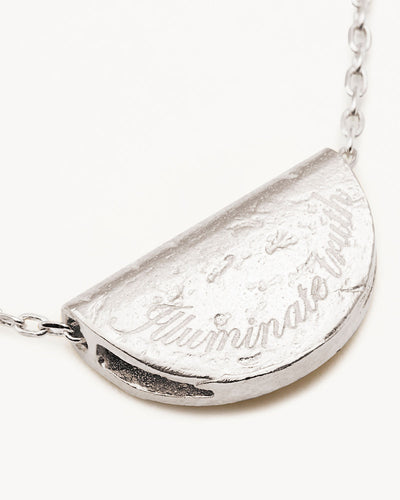 By Charlotte Lotus Birthstone Necklace (November - Citrine), Silver