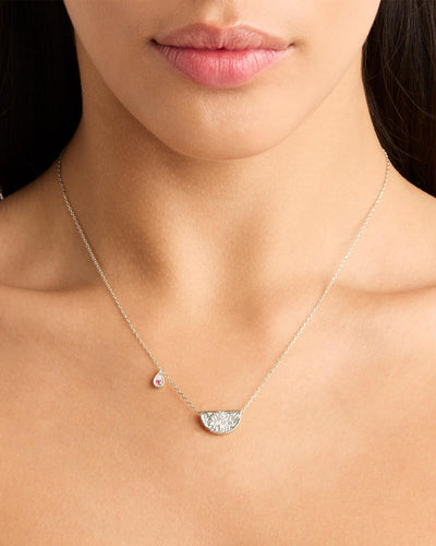 By Charlotte Lotus Birthstone Necklace (October - Tourmaline), Silver