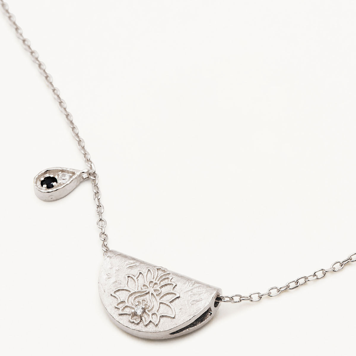 By Charlotte Lotus Birthstone Necklace (September - Sapphire), Silver