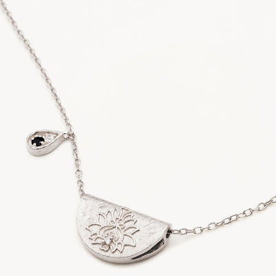 By Charlotte Lotus Birthstone Necklace (September - Sapphire), Silver