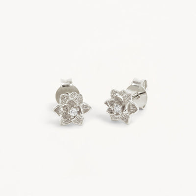 By Charlotte Bloom Within Lotus Stud Earrings, Silver