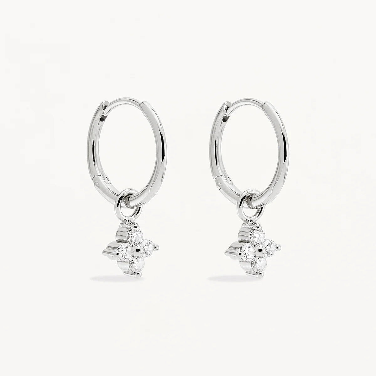By Charlotte Crystal Bloom Hoops, Silver