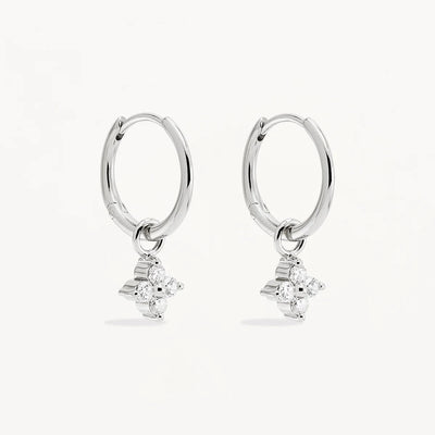 By Charlotte Crystal Bloom Hoops, Silver