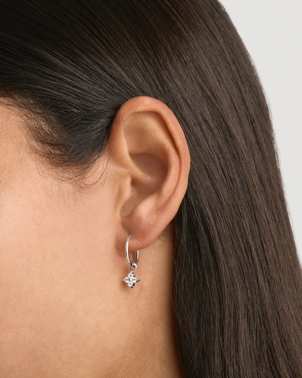 By Charlotte Crystal Bloom Hoops, Silver