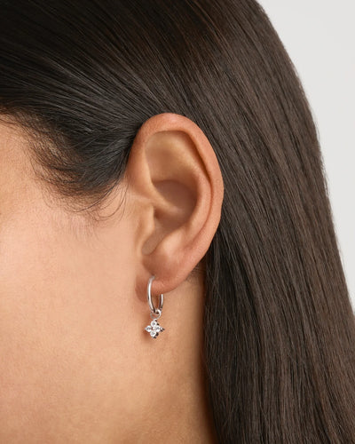 By Charlotte Crystal Bloom Hoops, Silver
