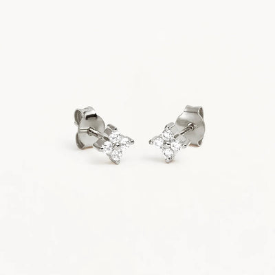 By Charlotte Crystal Bloom Stud Earrings, Silver
