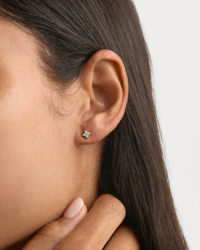 By Charlotte Crystal Bloom Stud Earrings, Silver