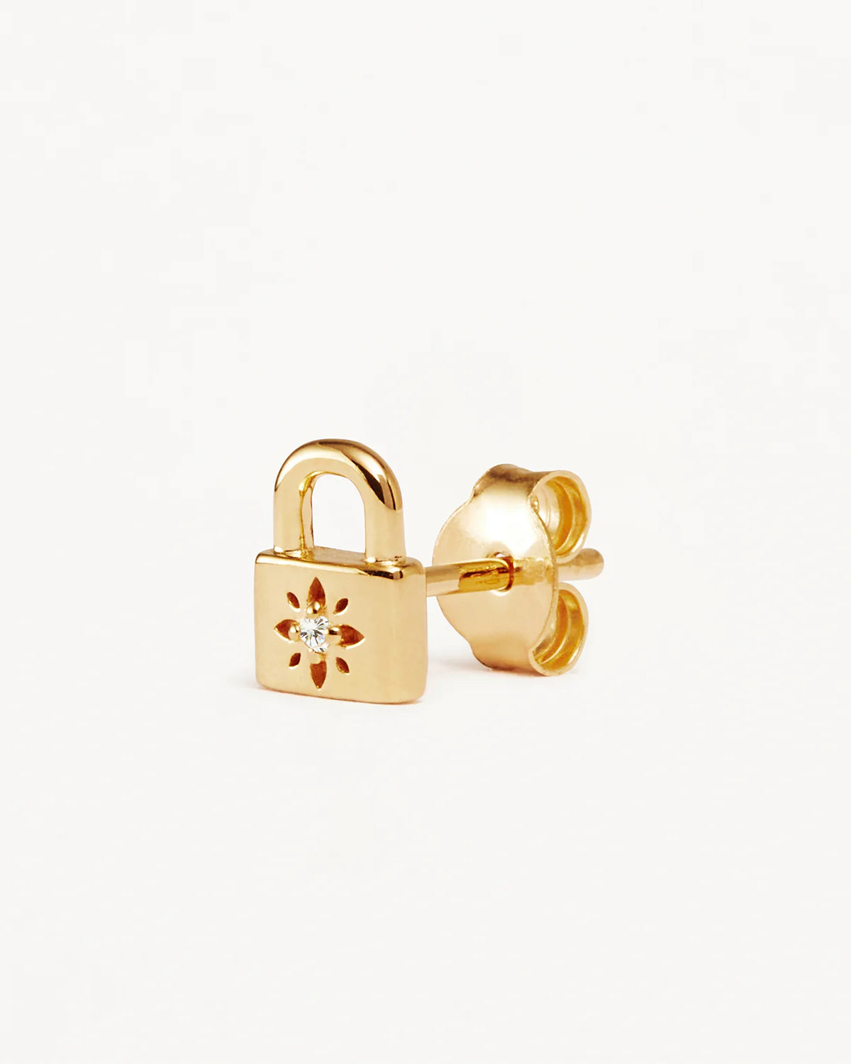 By Charlotte Crystal Lotus Padlock Stud Earrings, Gold