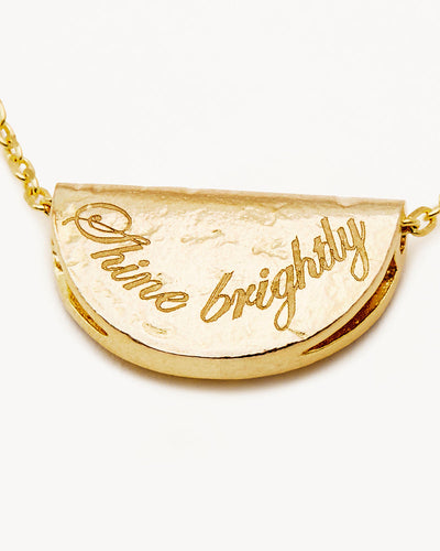 By Charlotte Lotus Birthstone Necklace (April - White Topaz), Gold