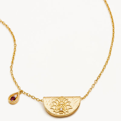 By Charlotte Lotus Birthstone Necklace (February - Amethyst), Gold