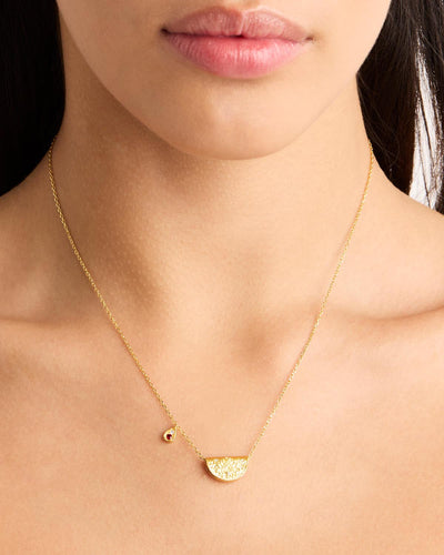 By Charlotte Lotus Birthstone Necklace (July - Ruby), Gold