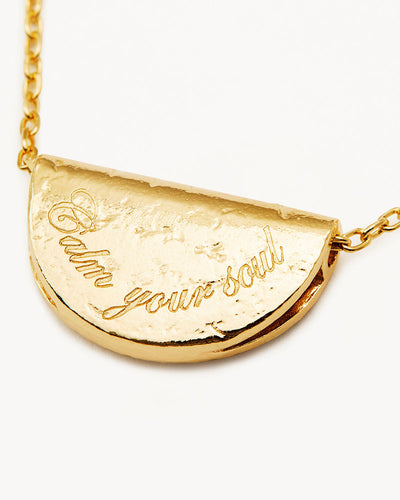 By Charlotte Lotus Birthstone Necklace (March - Aquamarine), Gold