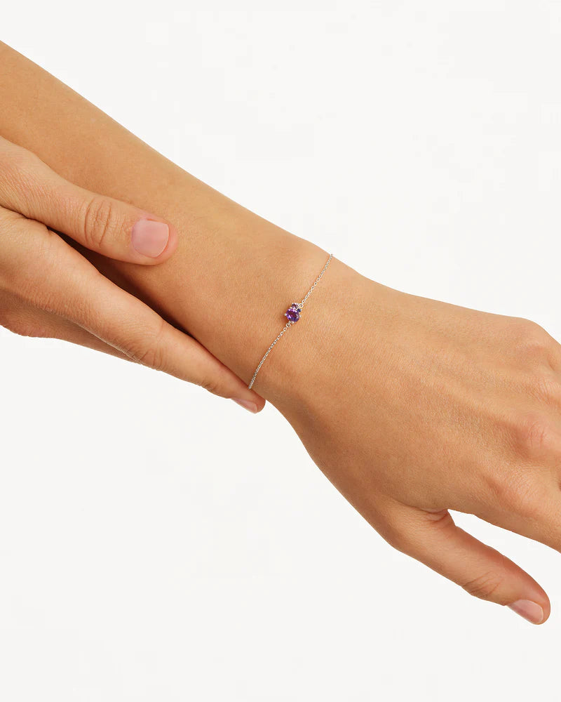 By Charlotte Kindred February Birthstone Bracelet, Gold or Silver