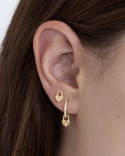 By Charlotte Love Unlocked Padlock Hoops, Gold