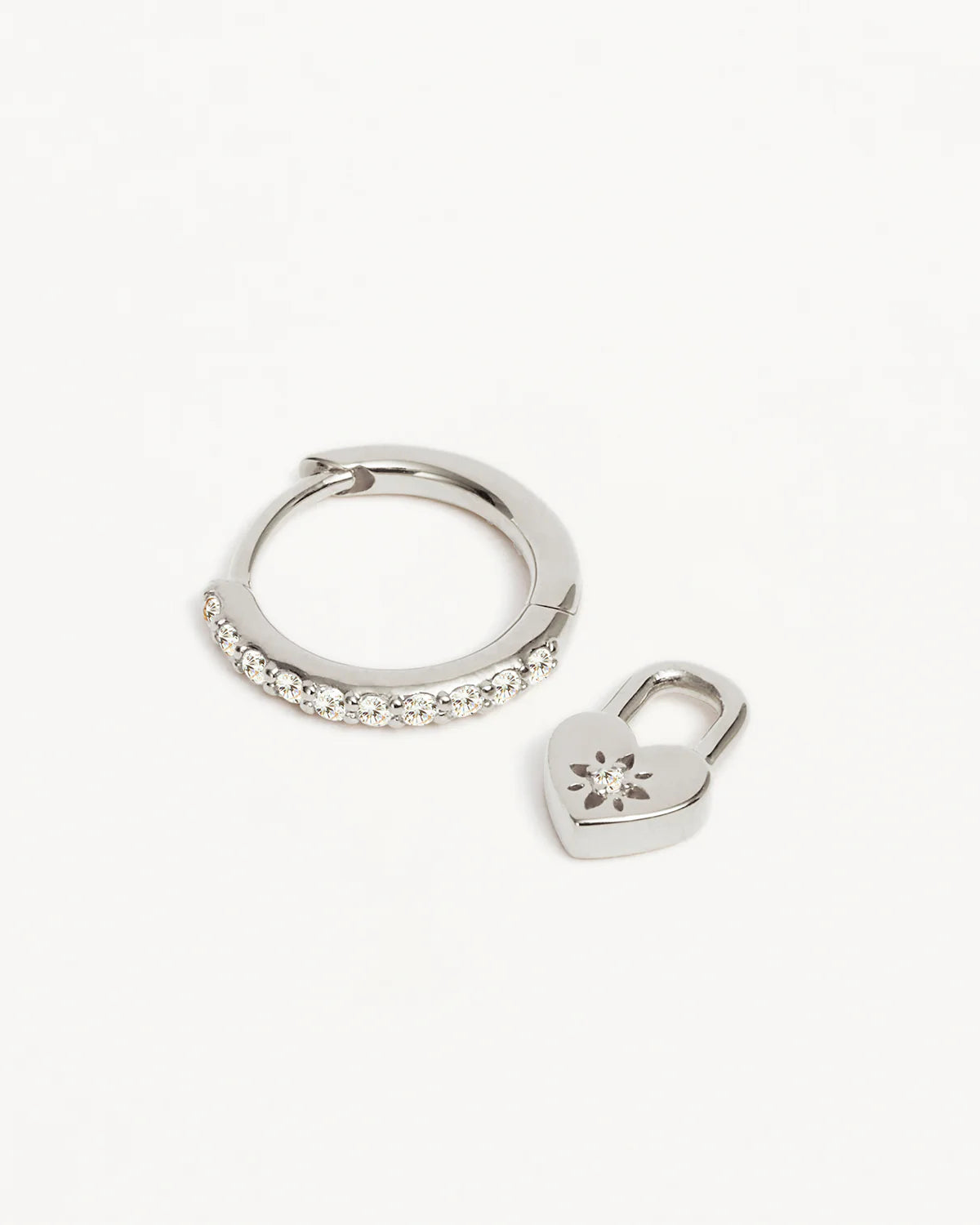 By Charlotte Love Unlocked Padlock Hoops, Silver