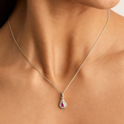 By Charlotte With Love Birthstone Annex Link Pendant, Silver