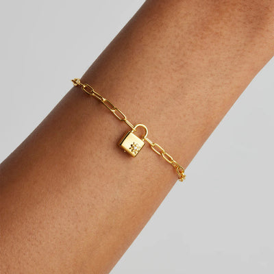 By Charlotte Promise Of Us Lotus Padlock Bracelet, Gold