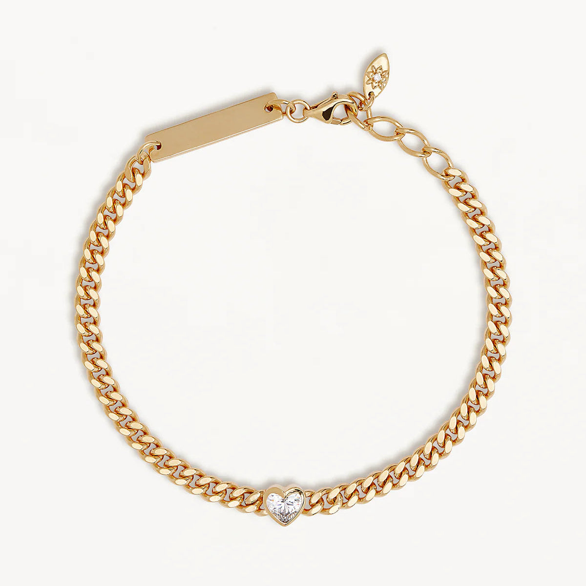 By Charlotte Radiant Heart Engravable Curb Bracelet, Gold