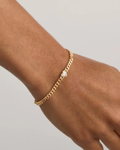 By Charlotte Radiant Heart Engravable Curb Bracelet, Gold