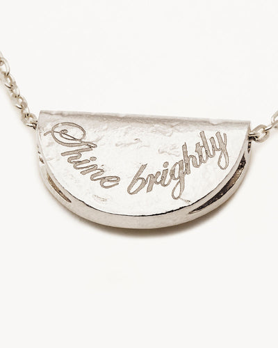 By Charlotte Lotus Birthstone Necklace (April - White Topaz), Silver