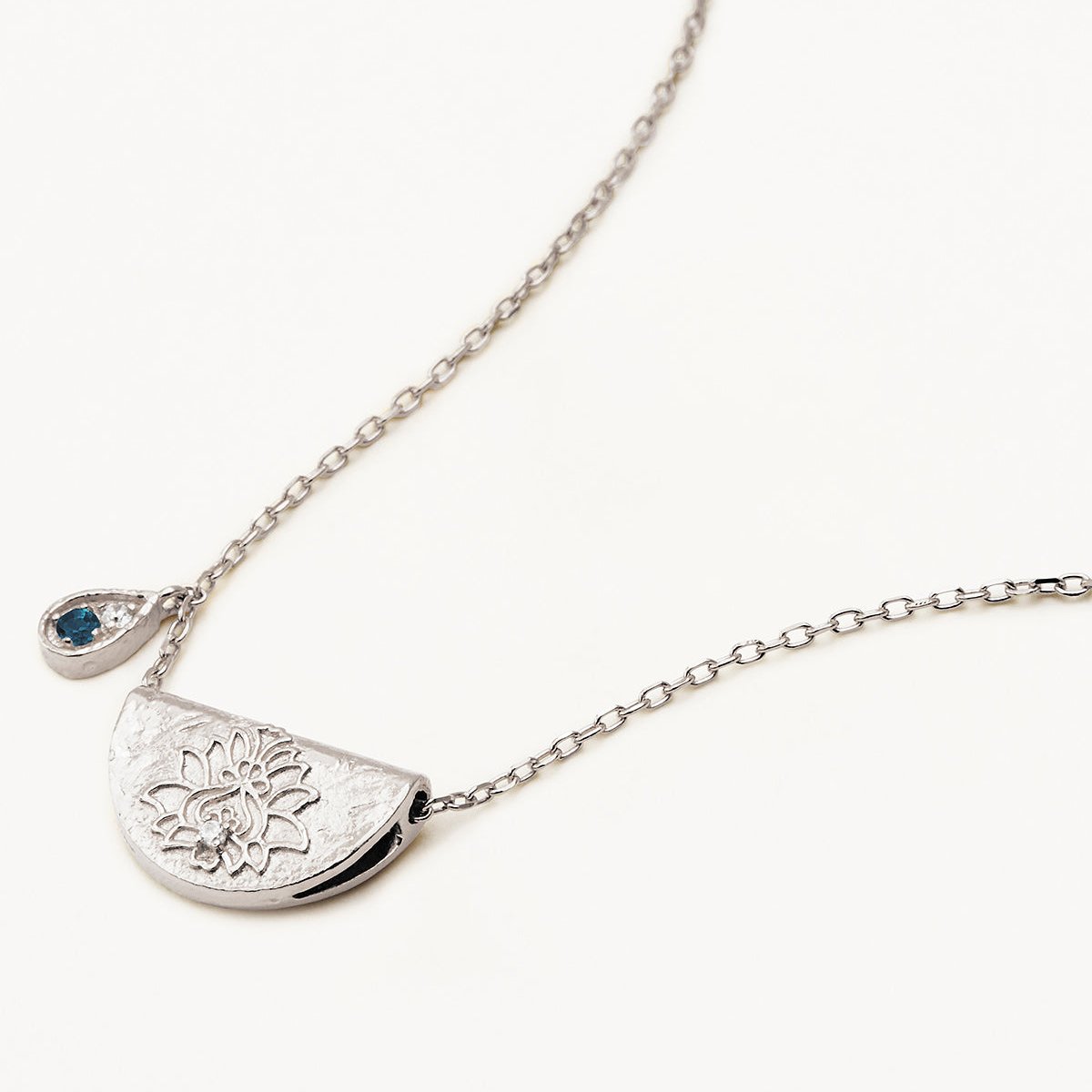 By Charlotte Blue Topaz Lotus Birthstone Necklace (December)