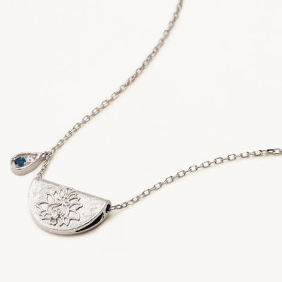 By Charlotte Blue Topaz Lotus Birthstone Necklace (December)