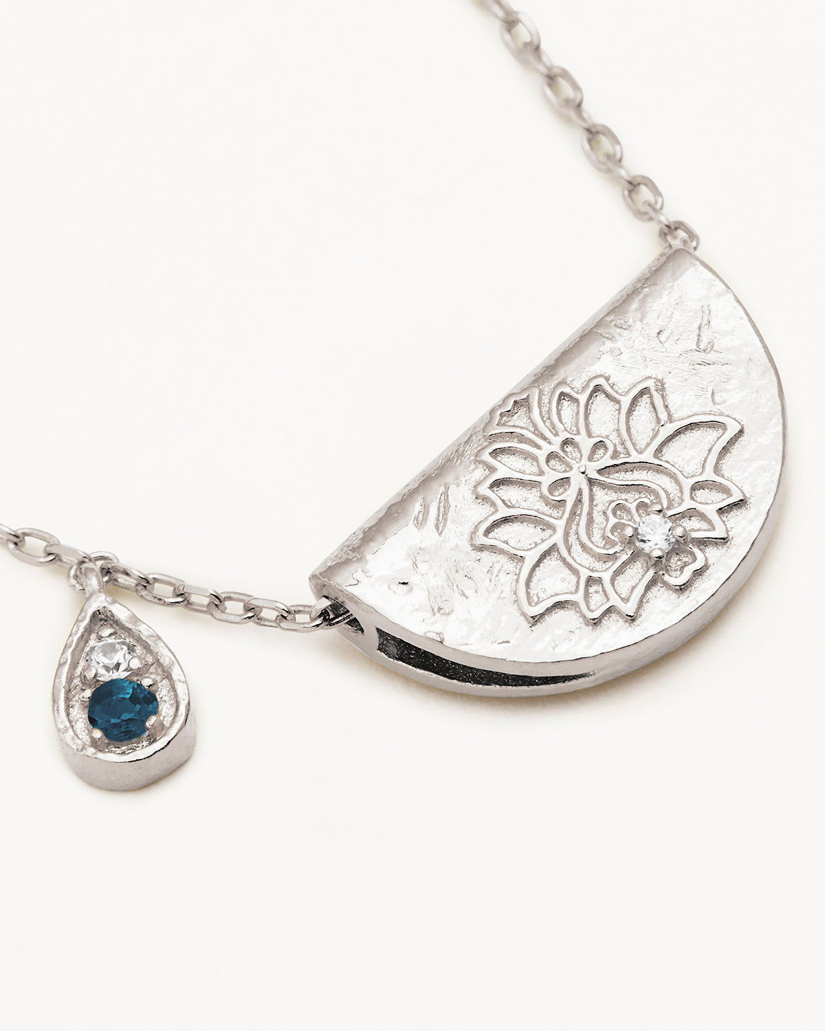 By Charlotte Blue Topaz Lotus Birthstone Necklace (December)