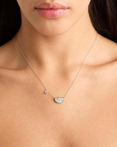 By Charlotte Lotus Birthstone Necklace (February - Amethyst), Silver