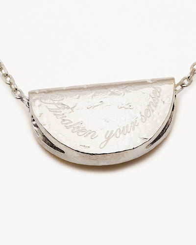 By Charlotte Lotus Birthstone Necklace (February - Amethyst), Silver