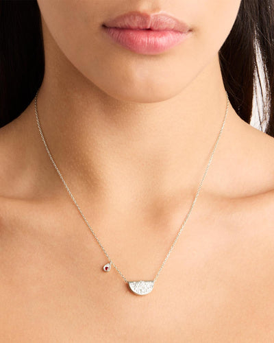 By Charlotte Lotus Birthstone Necklace (July - Ruby), Silver