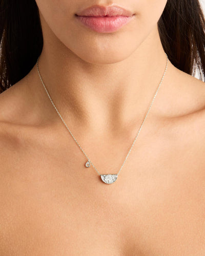 By Charlotte Lotus Birthstone Necklace (June - Moonstone), Silver