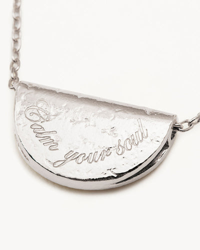 By Charlotte Lotus Birthstone Necklace (March - Aquamarine), Silver