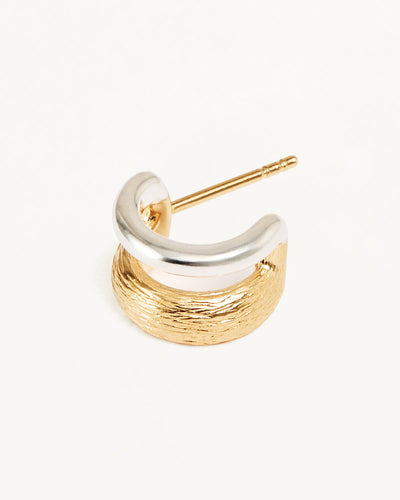 By Charlotte Two Tone Shield Hoop Earrings, Gold/ Silver