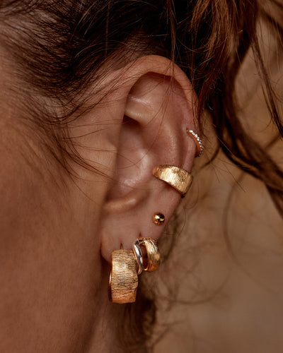 By Charlotte Two Tone Shield Hoop Earrings, Gold/ Silver