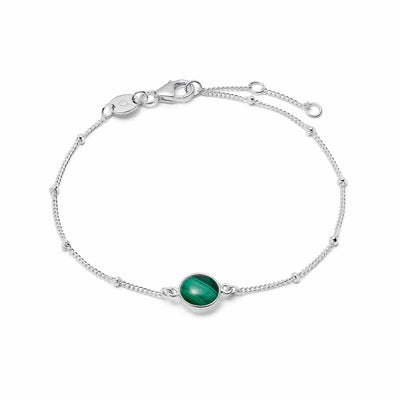 Daisy London Malachite Healing Stone Bracelet, Silver