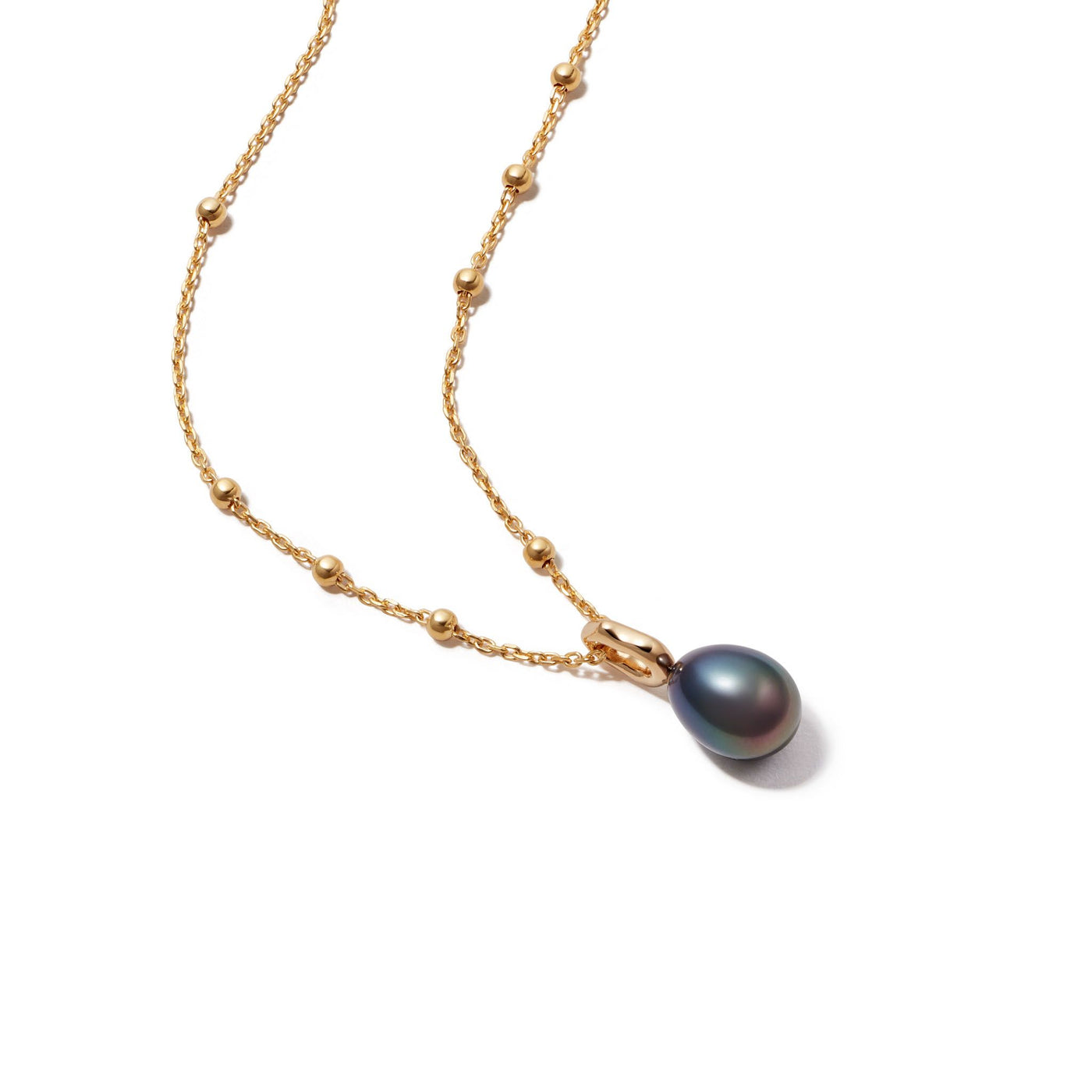 Daisy London Baroque Black Pearl Pendant Necklace, Gold
