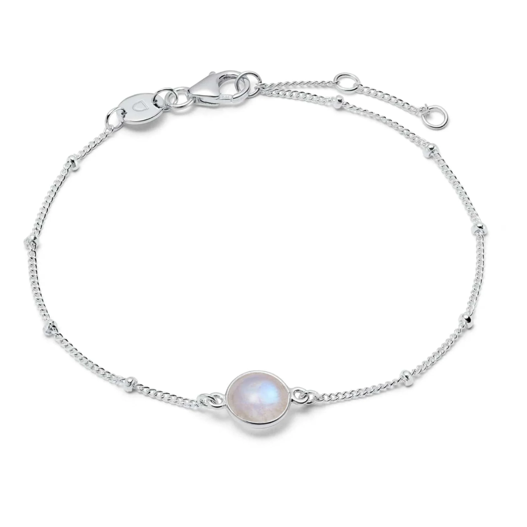 Daisy London Rainbow Moonstone Healing Stone Bracelet, Silver